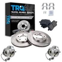 TRQ Front Ceramic Brake Pad Rotor Hardware & Wheel Bearing Hubs w/Fluids for HHR BKA16522
