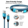 thumbnail image 4 of Type C Cable, USB C Cables Cord 6FT Hootek 4 Pack Type C Charging Cable USB Cable USB C to USB A Cord Android Cables Type C Charging Cords Phone Cables Fast charging cable for Samsung, Blue+Purple, 4 of 7