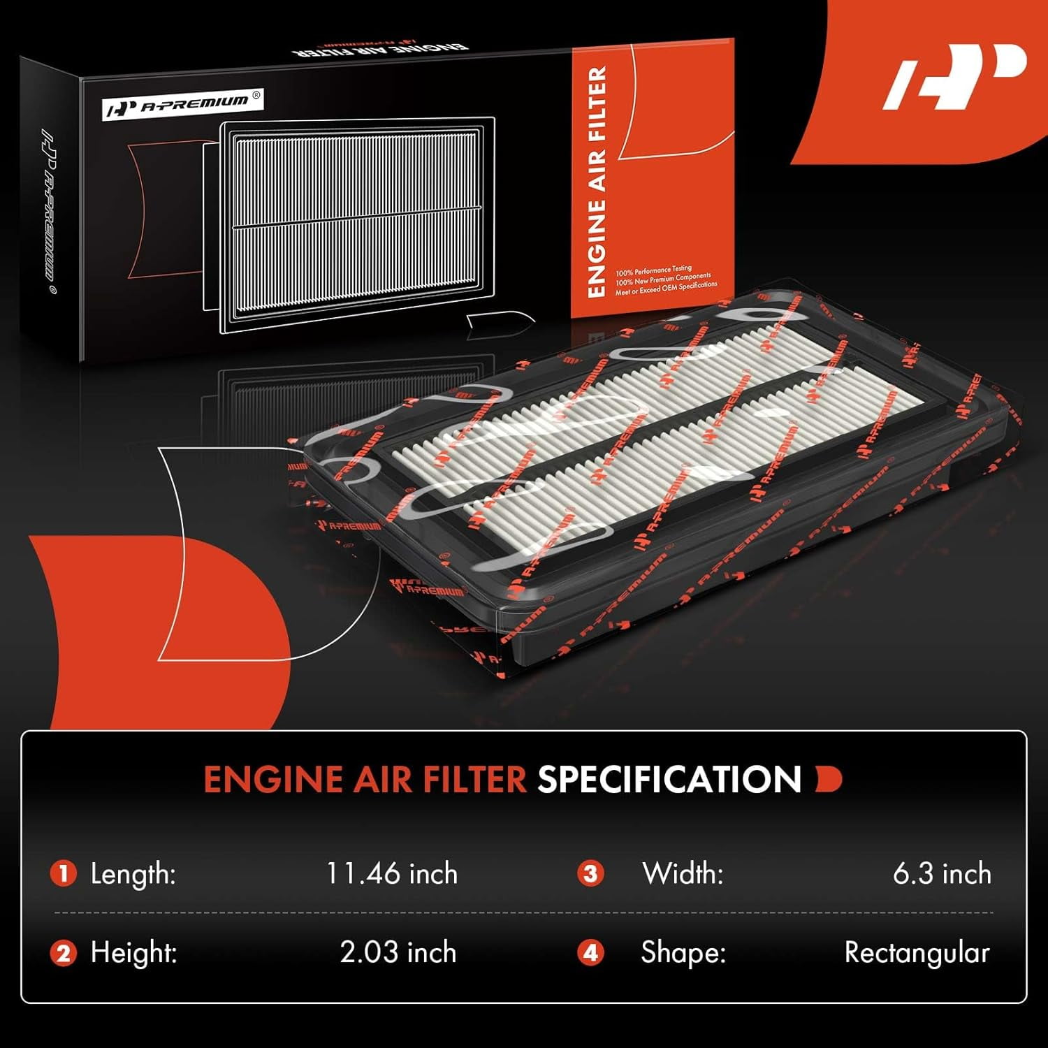 A-Premium 2-PC Engine Air Filter Compatible with Genesis GV70 2022 2023 2024, 2.5L, Replace# 28113AR100