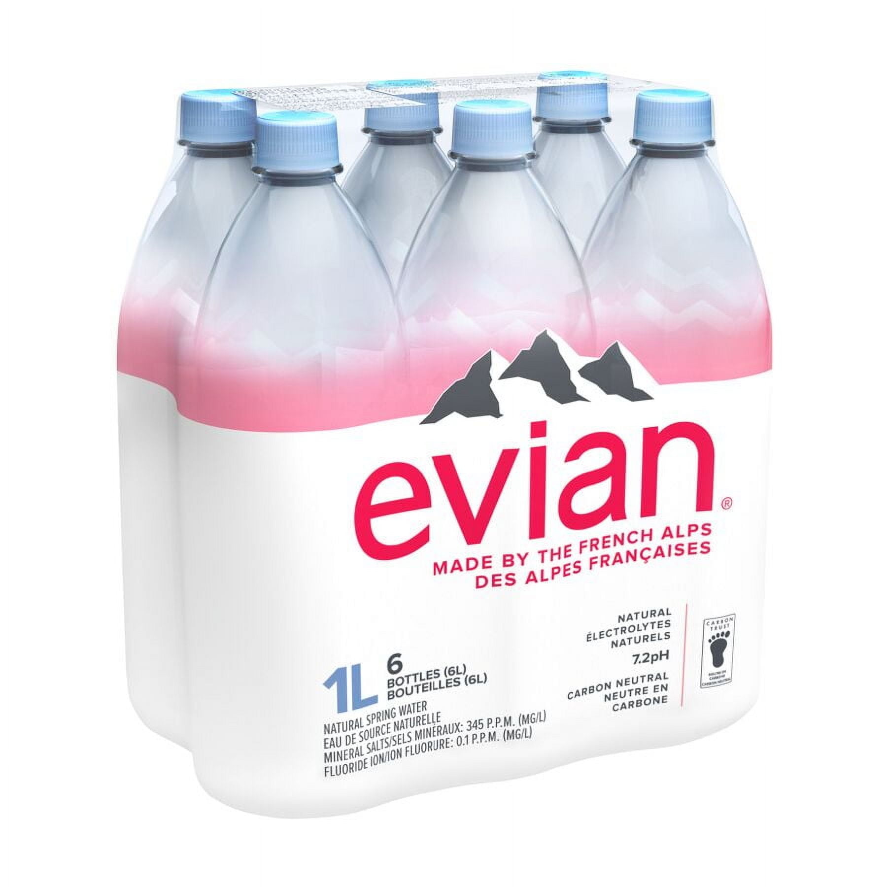 evian natural spring water 6 x 1 L, Bottles, 6 x 1L