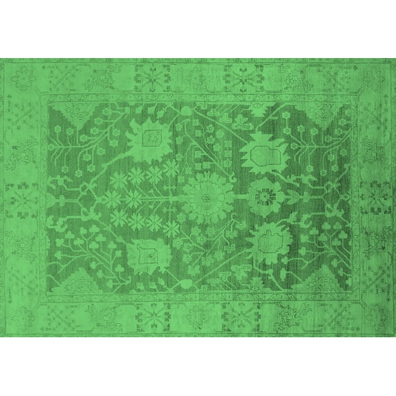 Ahgly Company Indoor Rectangle Oriental Emerald Green Industrial Area Rugs, 7' x 9'