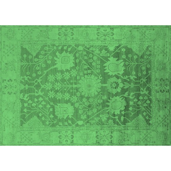 Ahgly Company Indoor Rectangle Oriental Emerald Green Industrial Area Rugs, 5' x 7'