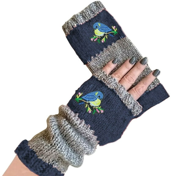 Winter Gloves New Ladies Fingerless Knitted Warm Half Finger Wool Gloves