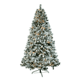 thumbnail image 2 of Tcbosik Pre-Lit Flocked Christmas Tree with 400 Lights and Remote Control, 7ft Artificial Xmas Tree with 1000 Branch Tips, Includes Stand, Snowy Green, 2 of 8