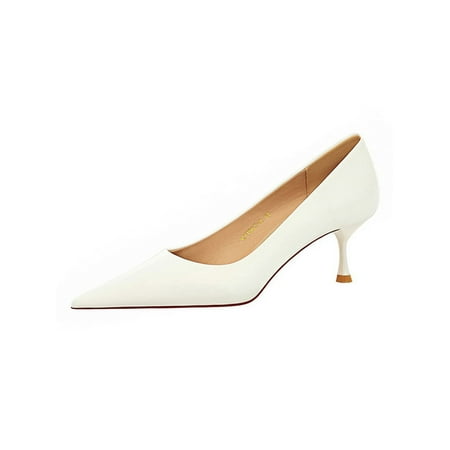 

Kesitin Women Lightweight High Heel Pump Wedding Fashion Heels Pointed Toe White 4