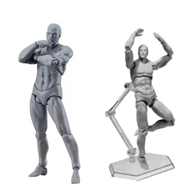 Manikin Action Figure Model, Scale Muscle Action Flexible Figure with Head Sculpt Miniature Body Doll for Sketching, Painting, Drawing