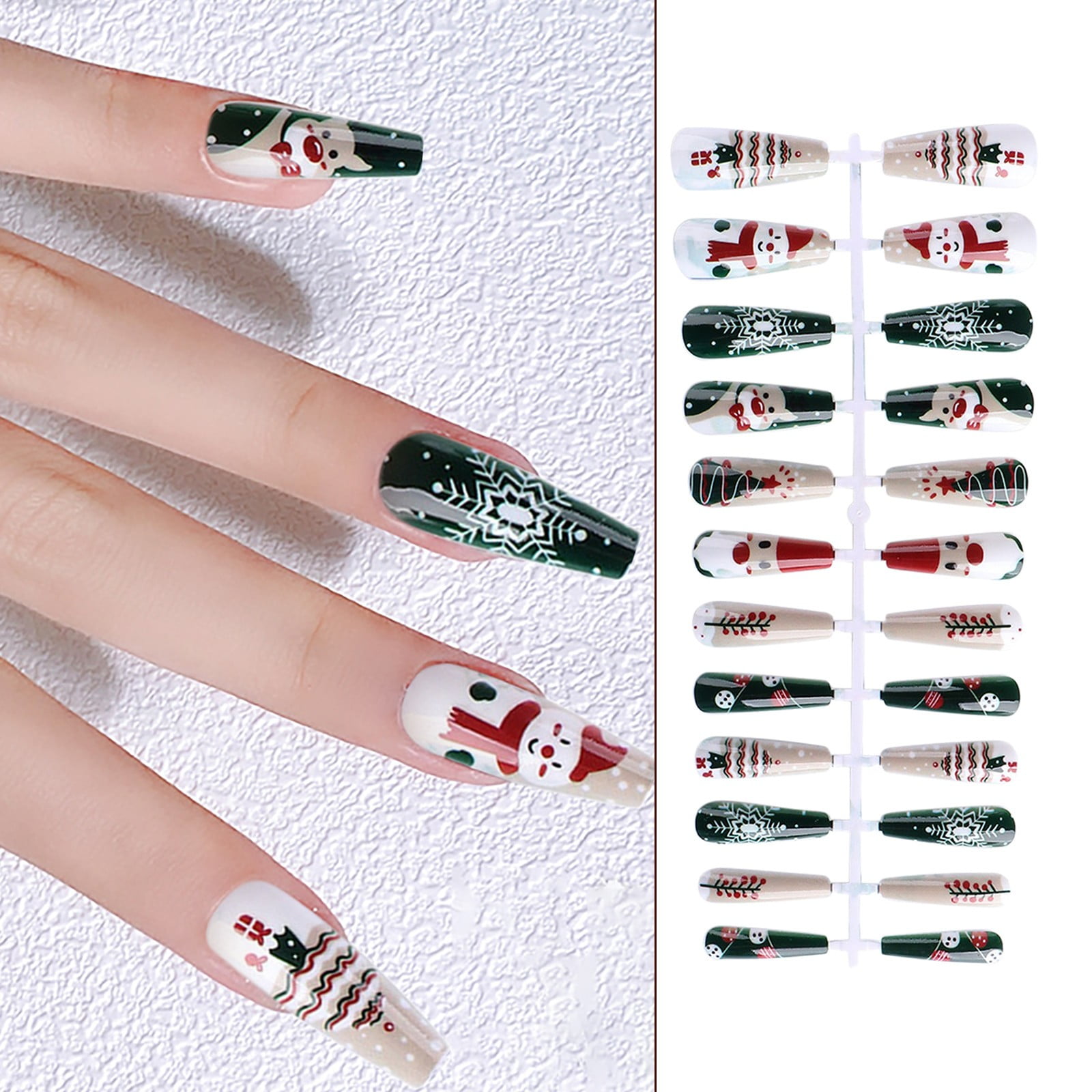 Mnycxen Christmas French Fake Nails Extra Long Press On Nails Square  Acrylic False Nails With Sticker-24 Pcs - Walmart.com