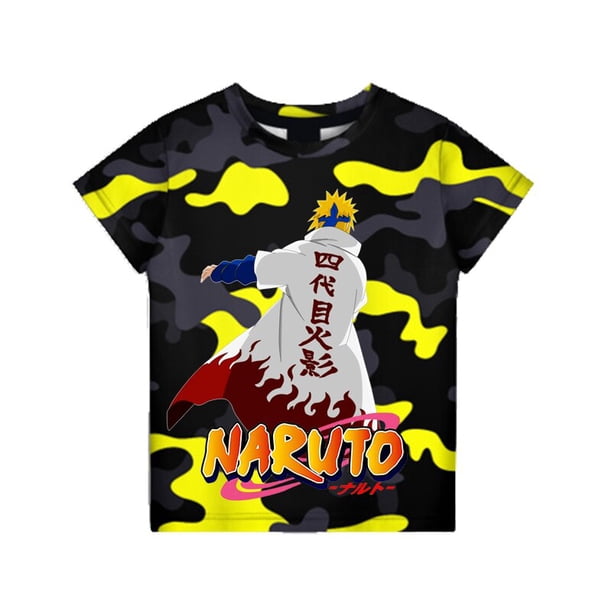 Naruto T Shirt 3D Printed Girls Streetwear Children Kids Clothes Summer Anime Uchiha Sasuke Boys Short Tshirt O-Neck TopsKids 120(4-5T) Gao Jinjia LED