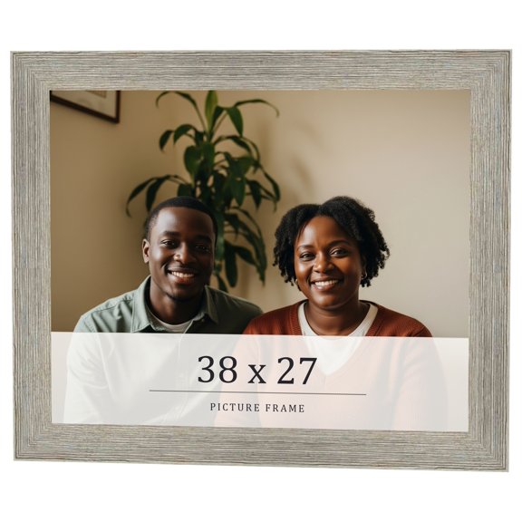 38x27 Frame Grey Real Wood Picture Frame Width 1.5 Inches | Interior Frame Depth 0.5 Inches | Barn