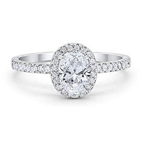 Halo Oval Engagement Ring Round CZ 925 Sterling Silver Size 4