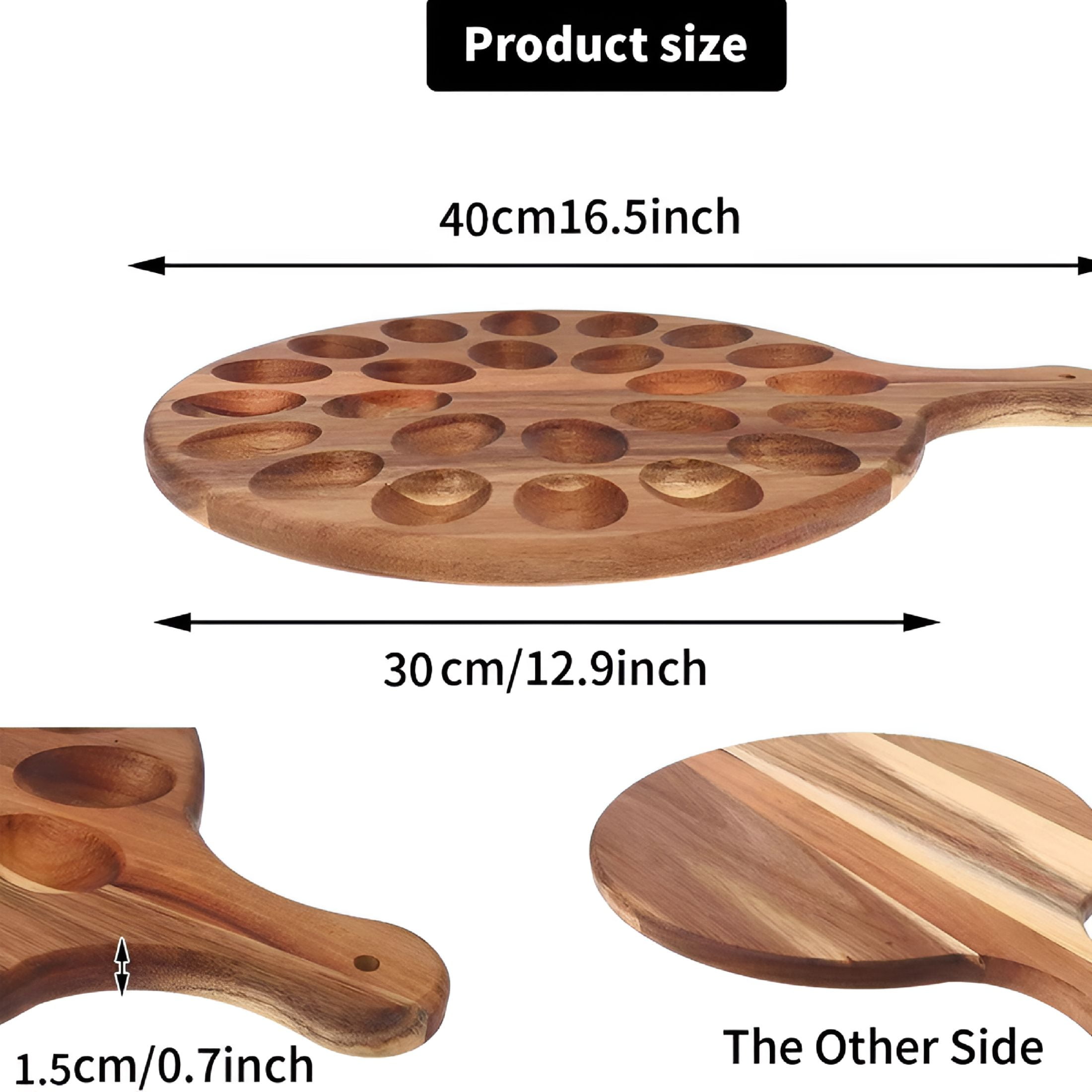ACDANC Wooden Deviled Egg Platter Multi-holes Deviled Egg Tray Wood Double Side Dessert Plate