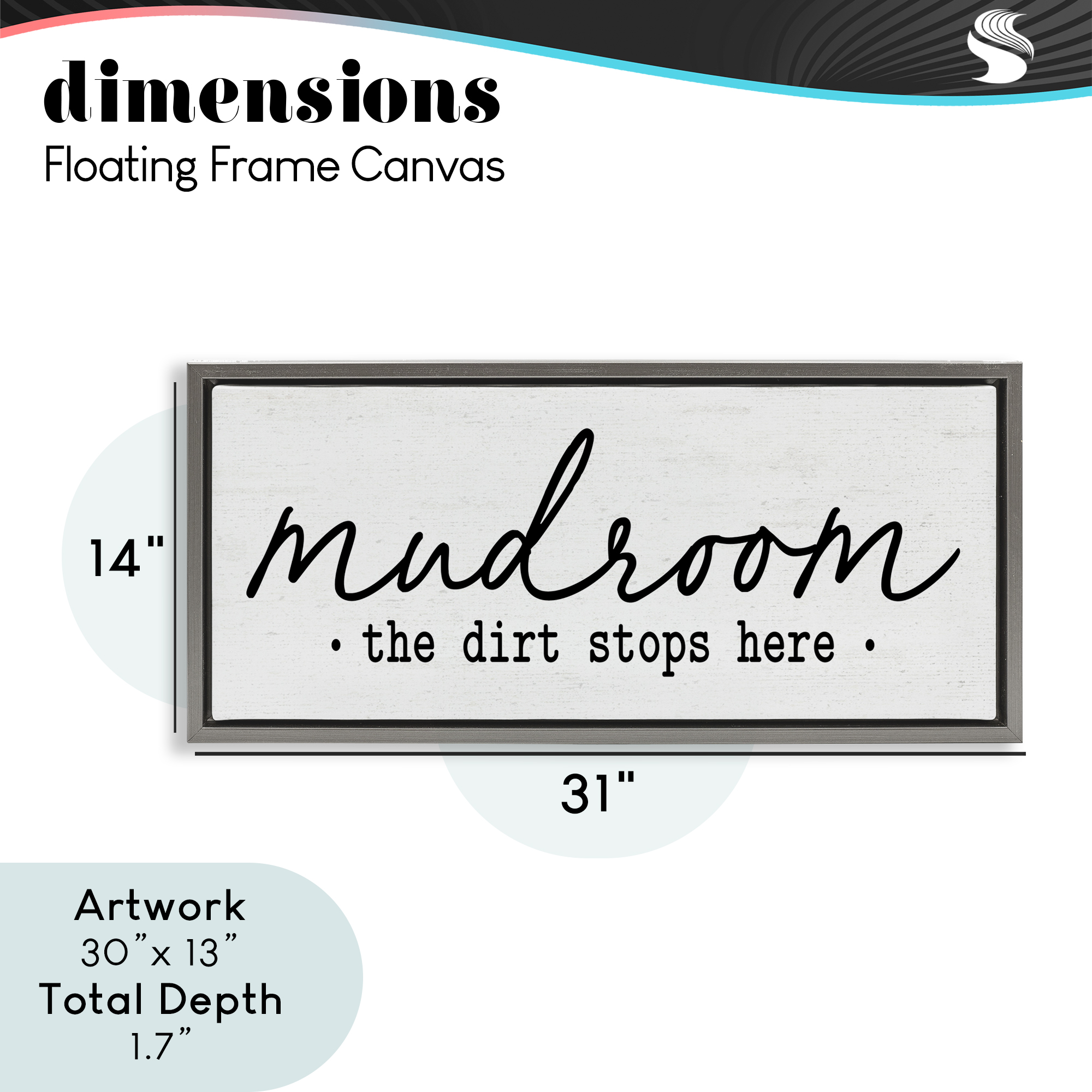Mudroom Script Dirt Stops Here Gray Framed Floater Canvas Wall Art, design by Lettered and Lined