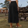 thumbnail image 4 of Besolor Cargo Long Skirts for Women Trendy High Waisted Vintage Drawstring Maxi Skirt with Flap Pockets, 4 of 5