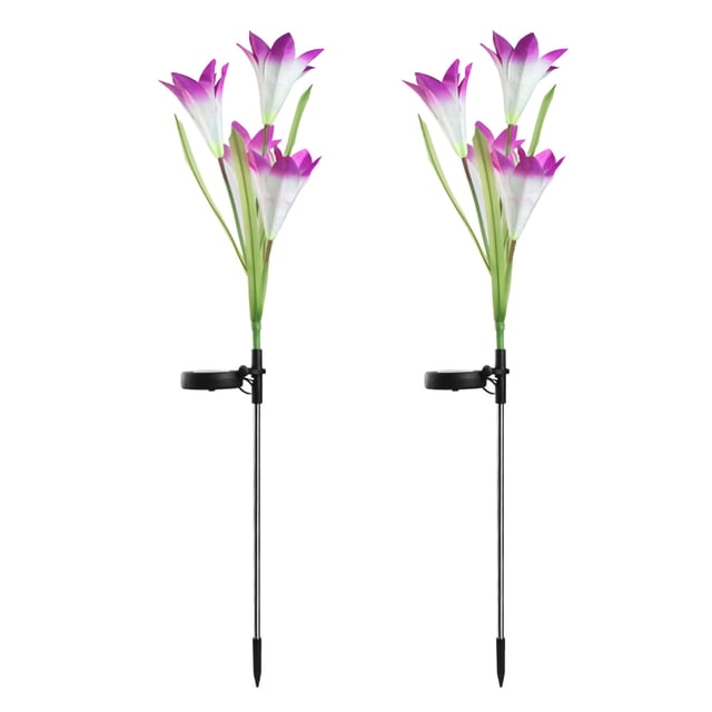 Lámpara de jardín forma de flor Lámpara de césped al aire libre colorida luz solar decorativa LED, púrpura 2pcs sidaley HA002386-02