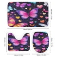 thumbnail image 3 of Dreamy Purple Butterfly Pattern (19)-2 Shower Curtain Bathroom Sets Toilet Lid Rug, Bath Mat And Contour Mat, Shower Curtain 4Pcs, 3 of 6