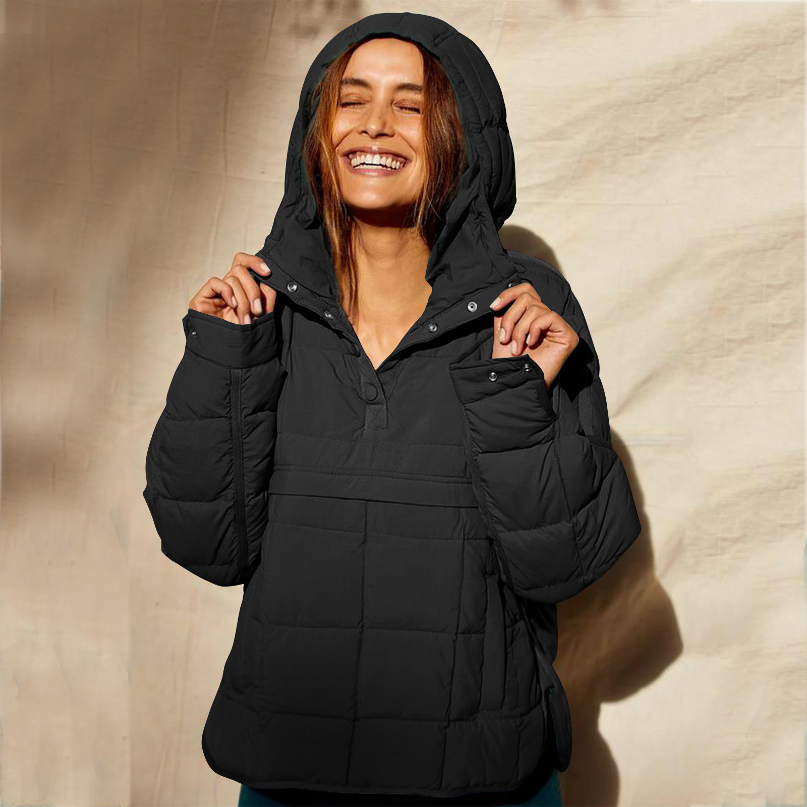 Women's Oversized Quilted Puffer Jacket – Long Sleeve, Full-Zip Winter Coat, Warm & Lightweight With Pockets – Casual Outerwear