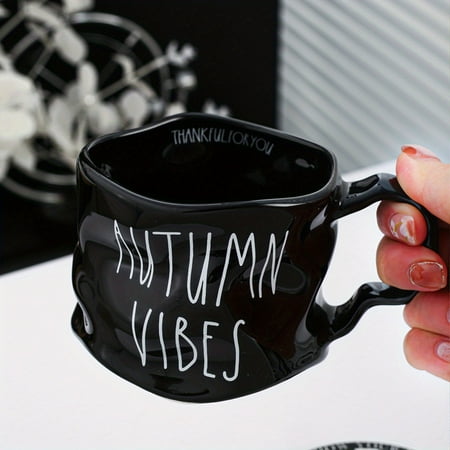 

ZHSHANTCHDQ Creative Irregular Autumn Vibes Ceramic Coffee Mug - Insulated Multipurpose Cup for Reusable Use - Hand Wash Only - 11.83oz Capacity