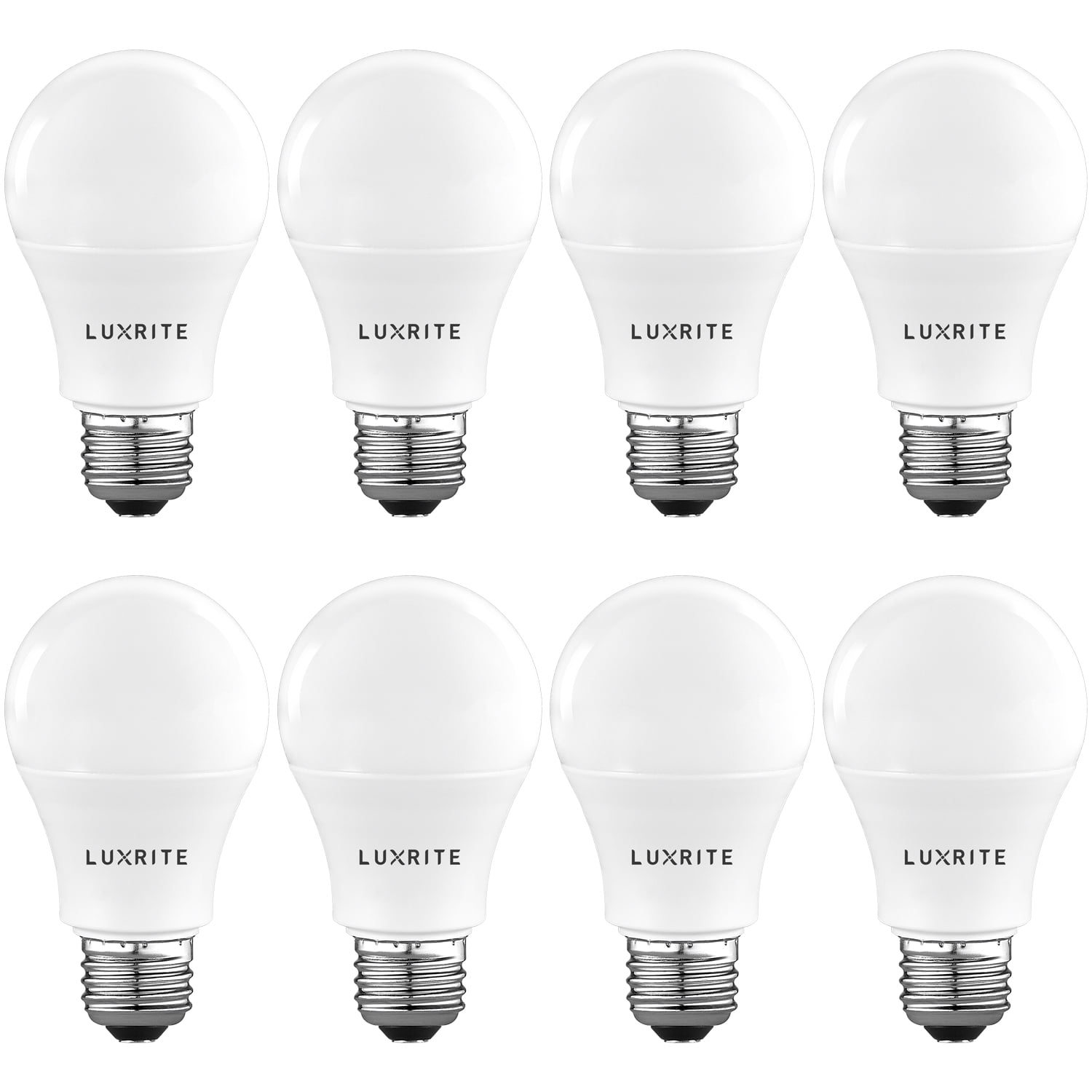Energy Star Standard LED Bulb 9W 8 Pack 800 Lumens Perfect for Lamps and Home Lighting Luxrite A19 LED Light Bulb 60W Equivalent 5000K Daylight White Dimmable E26 Base Enclosed Fixture Rated