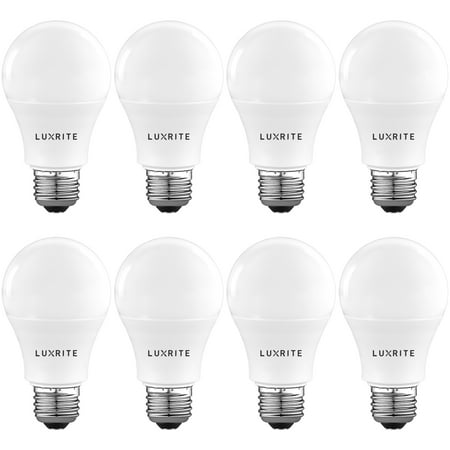 Luxrite A19 LED Light Bulb 60W Equivalent, 5000K Daylight White Dimmable, 800 Lumens, Standard LED Bulb 9W, E26 Base, Energy Star, Enclosed Fixture Rated, Perfect for Lamps and Home Lighting (8 (Best Light Bulbs For Enclosed Fixtures)