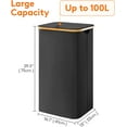 thumbnail image 4 of Lifewit 100L Laundry Basket with Lid, Clothes Hampers for Laundry with Handles Removable Bag, Black, 4 of 9