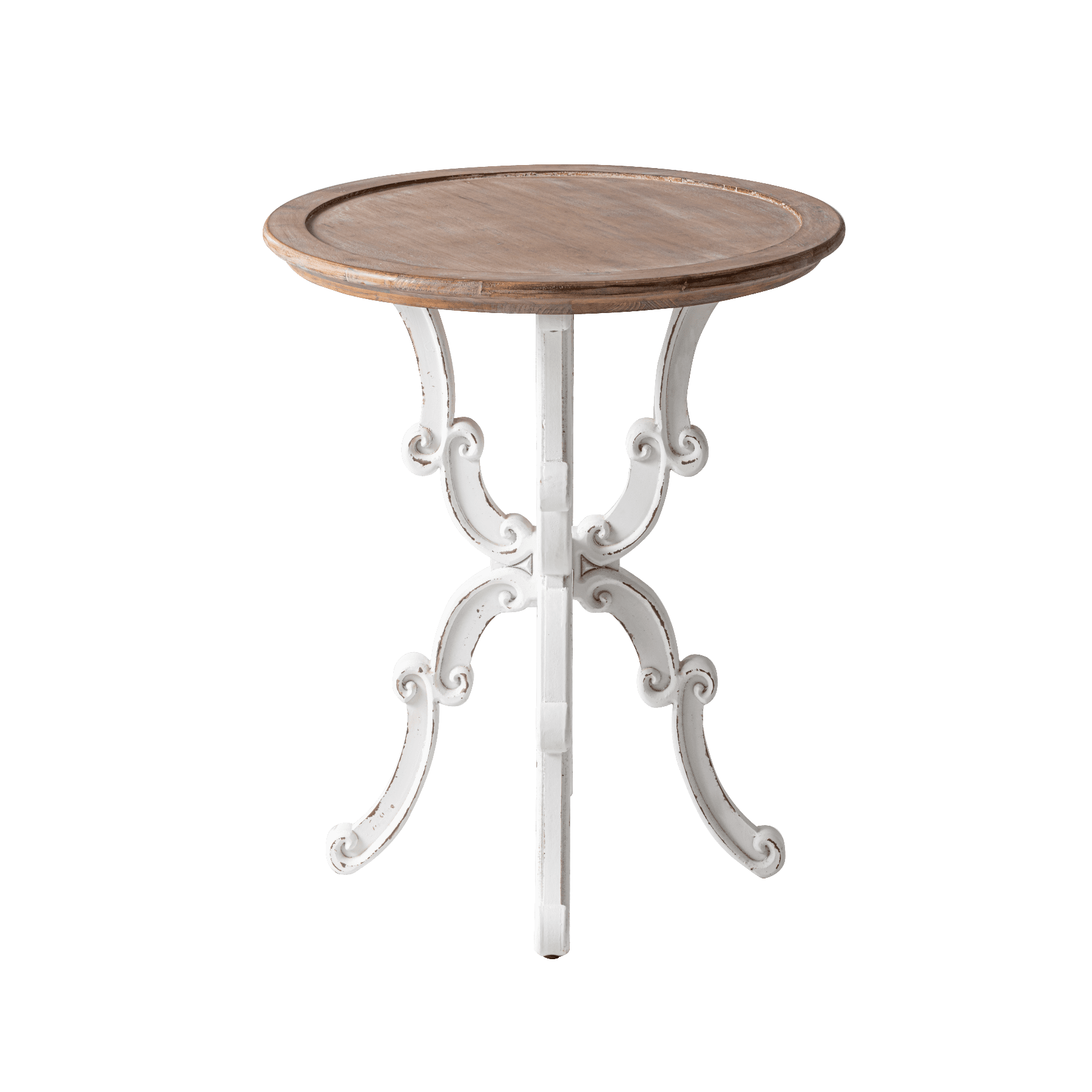 COZAYH Rustic Farmhouse End Table, Natural Top Side Table for Family, Dinning or Living Room, Handcrafted Finish, Modern, White