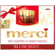 Merci Finest Assortment of European Chocolates, Christmas Holiday Candy Gift Box, (8.8 oz)