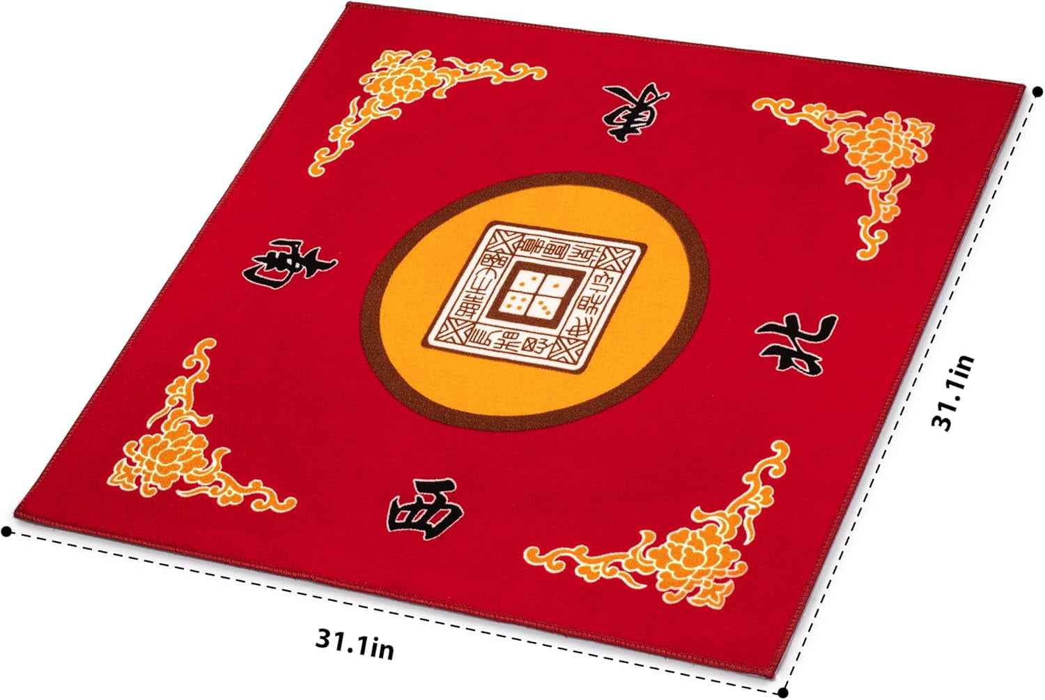 Multi-Purpose Table Cover for Mahjong, Poker, Card Games, Board Games, Tile Games, and Dominoes - Vibrant Red, 31.1 Inches