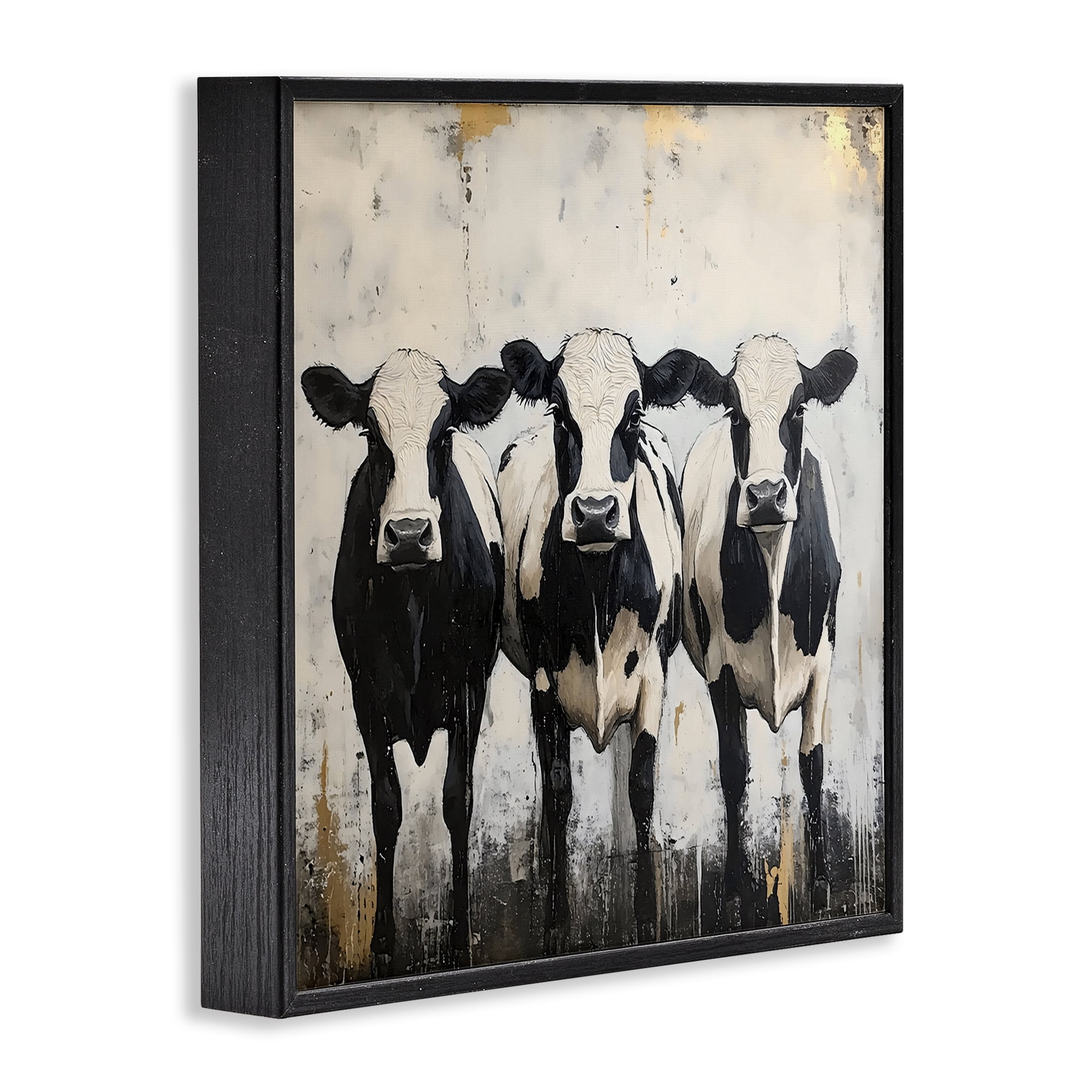 Stupell Industries Three Spotted Cows Black Framed Giclee Art, design by Creative Studio