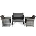 thumbnail image 5 of Costway 4PCS Patio Rattan Furniture Set Conversation Glass Table Top Sofa Cushioned, Black, 5 of 10