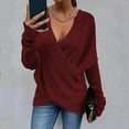 thumbnail image 2 of Duoif Sweaters for Women Trendy Women Fashion Solid Color Long Loose Long Sleeve Knit Sweater Coat Women's Sweaters Womens Tops Wine XXL, 2 of 5