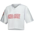 thumbnail image 2 of Women's ZooZatz White Ohio State Buckeyes Mesh Cropped V-Neck T-Shirt, 2 of 4