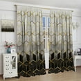 thumbnail image 4 of Geometric Marble Curtains, Black Gold Abstract Geometry Pattern Texture Window Treatments for Bedroom Living Room, Black Luxury Marble Drape 2 Panel Sets,42x84 Inch Blackout, 4 of 6