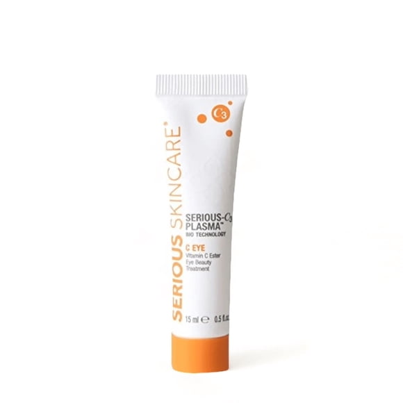 Serious Skincare - Tratamiento de belleza para ojos con éster de vitamina C C3 y ácido hialurónico - Para debajo de los ojos opacos y secos - Fórmula calmante en gel de plasma C3 para líneas finas, ar