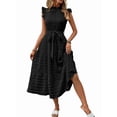 thumbnail image 2 of Women Summer Casual Midi Maxi Dresses Short Sleeve Black L, 2 of 8