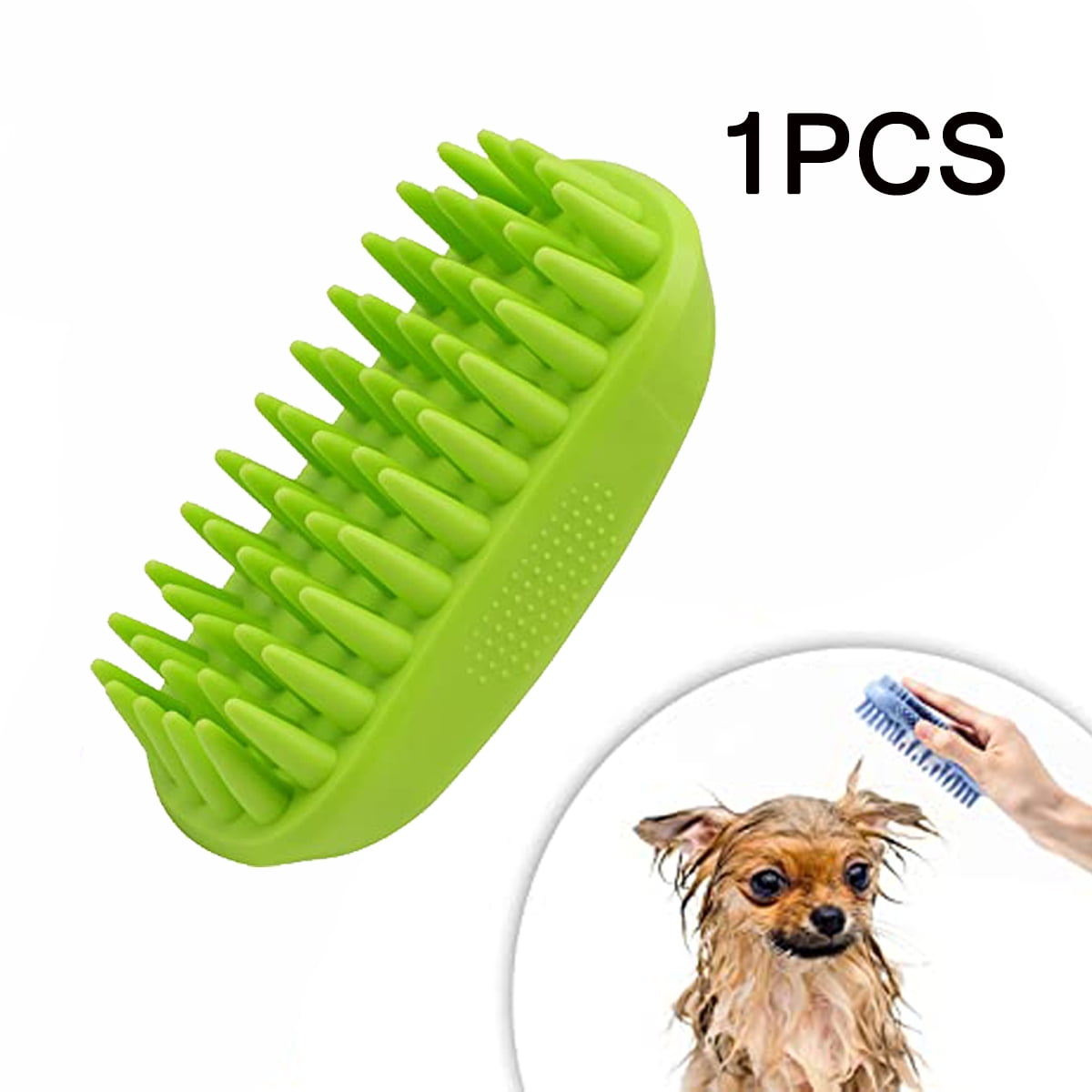 Lilpep Pet Shampoo Bath Brush Soothing Massage Rubber Comb with Adjustable  Ring Handle for Long Short Haired Dogs and Cats Grooming, 2 PCS