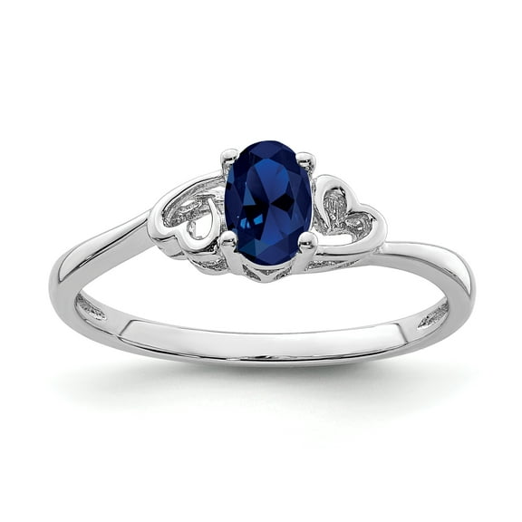 925 Sterling Silver Rhodium-Plated Created Sapphire Ring Size 8