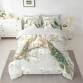 thumbnail image 2 of Feelyou Couple Peacock Animal Bedding Comforter Set 7pcs, White Flower Floral King Bedding Sets, Modern Chinese Style Reversible Bed Sheets, Lightweight Room Decor, 2 of 8