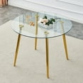 thumbnail image 2 of Gzxs Round Glass Dining Table with Golden Metal Legs, 40 Inch Modern Circle Kitchen Table, Dining Room Table for 4-6, Easy to Assemble, 2 of 7