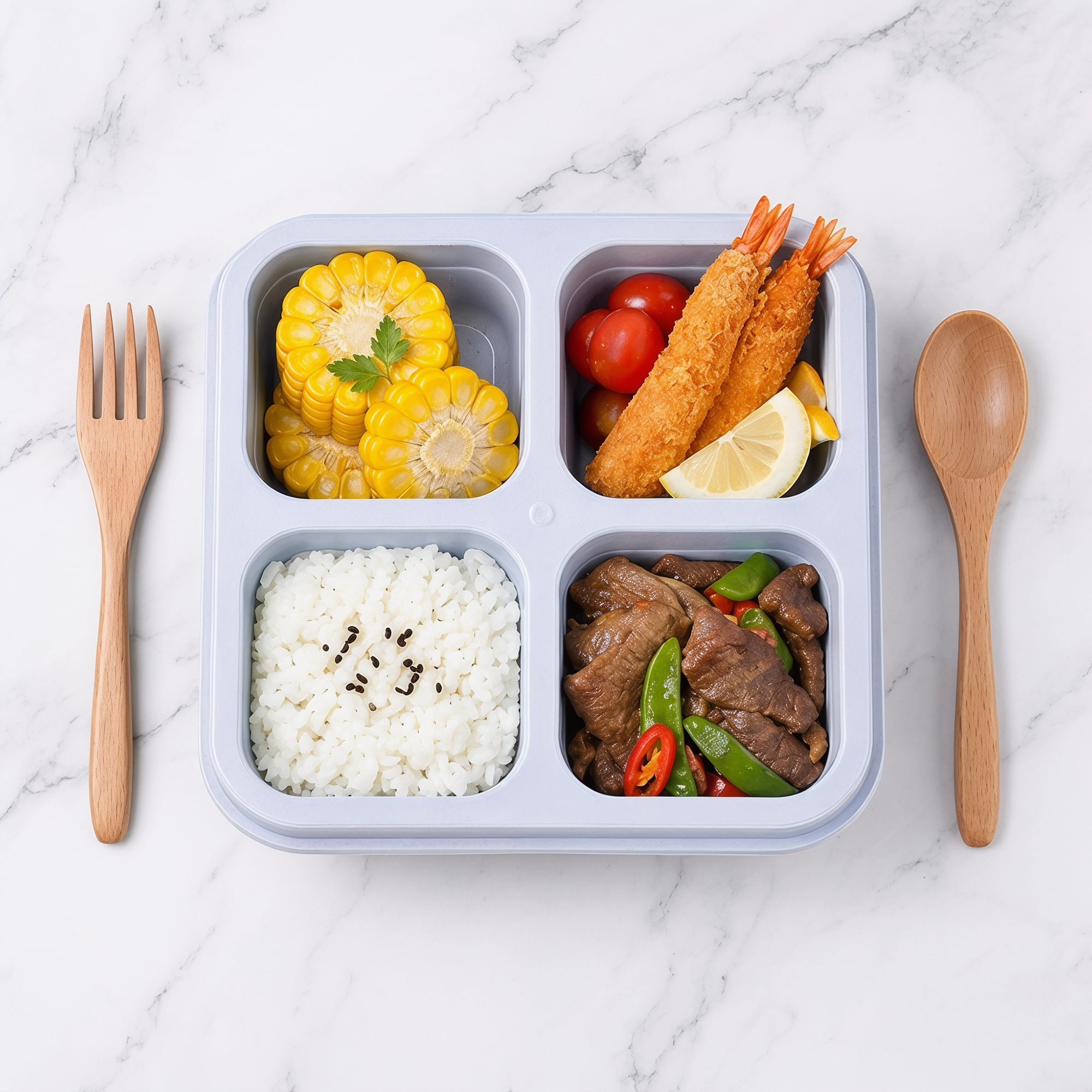 Unique Bargains 4-Compartment Leak-Proof Meal Lunch Bento Box for Work Green