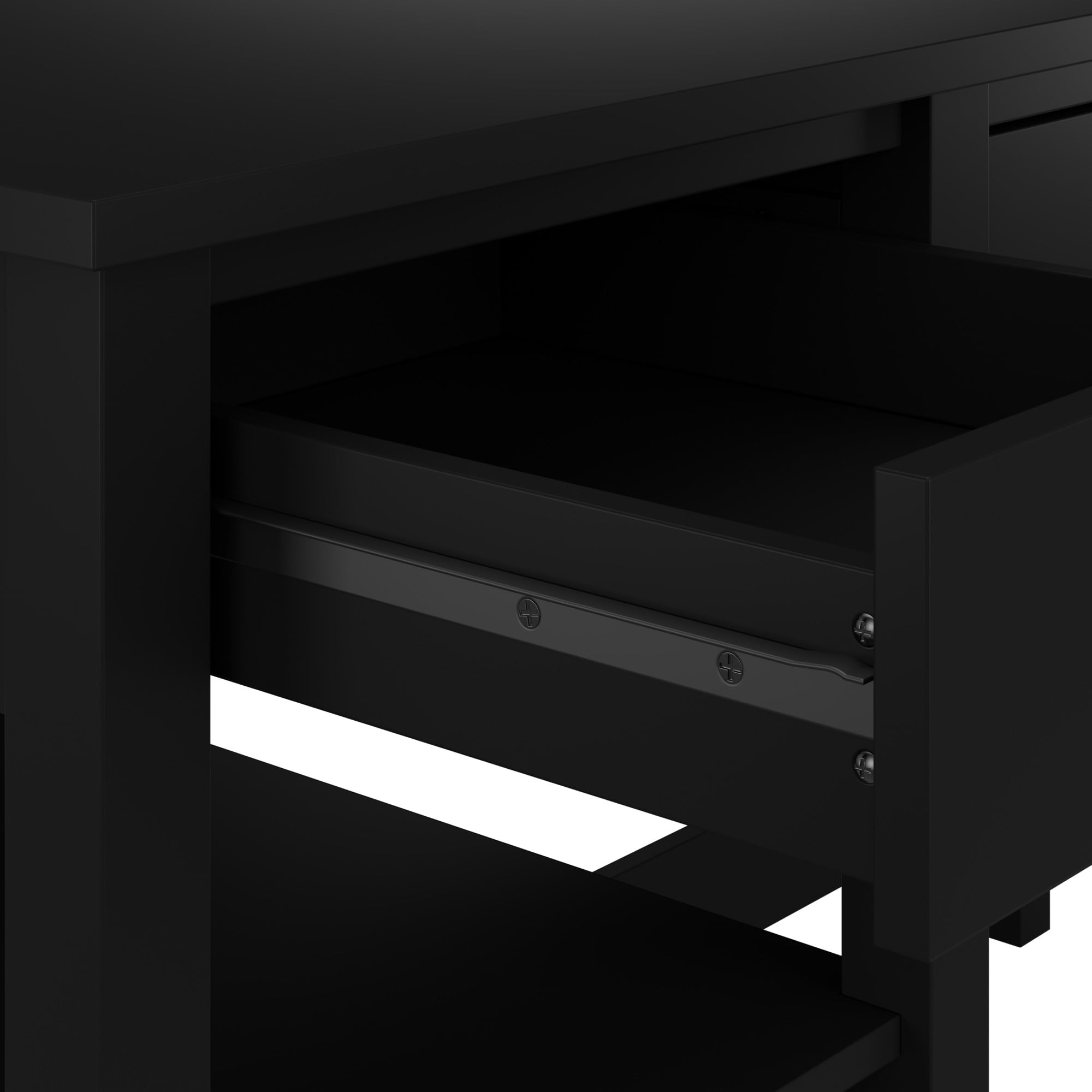 Bush Furniture Broadview 60W L Shaped Computer Desk with Storage and Desktop Organizer in Classic Black