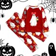 thumbnail image 2 of Kakishop Halloween Pajamas Kids Pjs Family Matching Spooky Print Long Sleeve Pajamas Sets for Girls Boys, 2-3 Year, 2 of 7