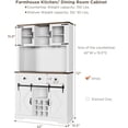 thumbnail image 6 of Yeshouse Tall 72" Kitchen Bar Cabinet, Farmhouse Hutch with Sliding Barn Door, 3 Storage Drawers & Shelves, 6 of 8