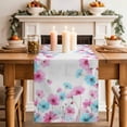 thumbnail image 2 of Table Runner 108 Inches Long for Kitchen Dining, Blue Pink Flowers Dresser Scarf Farmhouse, Dining Table Decorations for Wedding/Parties, Spring Garden Floral Watercolor 13 x 108 In, 2 of 8