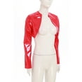 thumbnail image 4 of Yeahdor Veste Courte en Cuir Pu Brillant pour Femmes, Veste Bomber à Manches Longues pour Halloween Rouge 3TG, 4 of 7