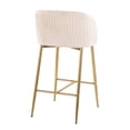 thumbnail image 4 of Fran Pleated Contemporary Glam Fixed-Height Counter Stool In Gold Metal And White Velvet - Set Of 2, 4 of 7