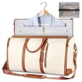thumbnail image 1 of New Large PU Folding Suit Storage Bag Large Capacity Hand Luggage Bag Travel Bag Multi Function Cream, 1 of 6