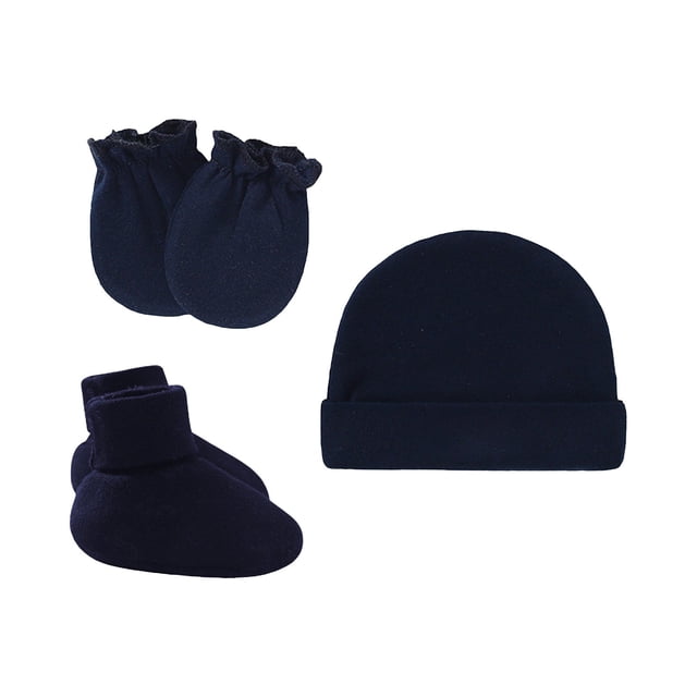 Blue Scarf ,Hat,& Gloves Newborn Hat Gloves Foot Set Three Piece Multi Color Set