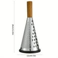 thumbnail image 5 of 1pc Stainless Steel Cone-Shaped 3-Sided Vegetable Grater, Cheese Shredder with Wooden Handle, Multi-Functional Kitchen Gadget for Melon and Fruit, Vertical, Melon, 5 of 6