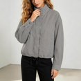thumbnail image 2 of Womens Stand Collar Zip Up Lightweight Jacket Casual Plaid Outerwears with Pockets for Everyday Spring Fall Layering (Grey M), 2 of 8