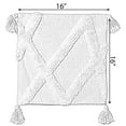 thumbnail image 6 of 16" Handwoven Cotton Throw Pillow Cover with White Tufted Large Lattice Pattern and Tassel Corners, White, 6 of 10
